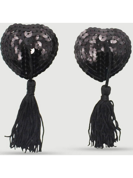 Αυτοκόλλητα Θηλών Με Παγιέτες & Κρόσσια Sequin Nipple Pasties With Tassels - Μαύρα