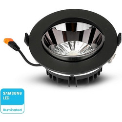 LED Φωτιστικό Χωνευτό COB 30W Μαύρο V-TAC PRO Samsung Chip 120 2400lm Θερμό 3000K - 20057