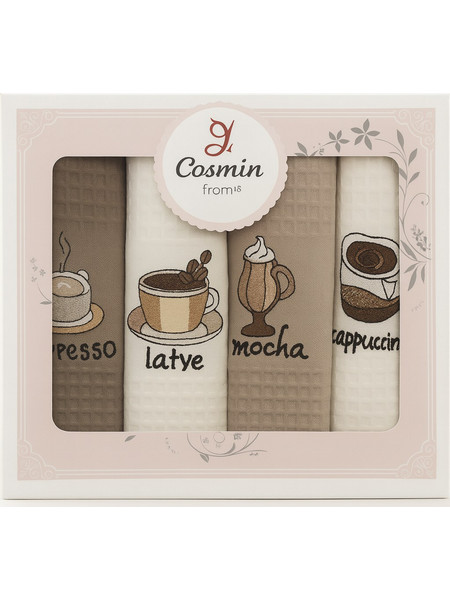 Σετ Ποτηρόπανα 4 Τεμαχίων 40x60 Cosmin Beige Cup & Cozy Set