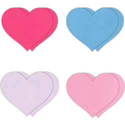 Pasties Heart 2 Assort 4 Pair - Red/Pink/Purple/Blue
