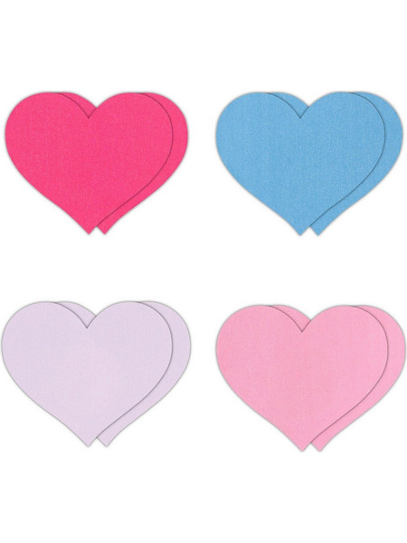 Pasties Heart 2 Assort 4 Pair - Red/Pink/Purple/Blue