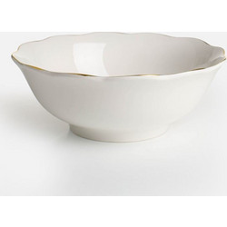 Μπολ Σαλατιέρα Πορσελάνη Off White Wavy Gold Metallic 1.7lt