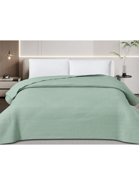Κουβερλί Κεντημένο Διπλής Όψης 100% Microfiber Γαρύφαλλο - Λαδί-Πράσινο, 240x260