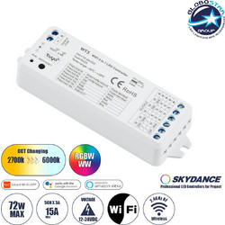 GLOBOSTAR(R) 73010 SKYDANCE WT5 AURORA Dimmer & RGB+CCT Controller 1/2/3/4/5CH DC 12-24V 15A 360W Max IP20 - TUYA WiFi + RF 2.4GHz - M10xΠ4xΥ2cm
