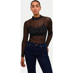 Kaffe Γυναικείo Μπλουζάκι Johanne Μαύρο Πουά Slim Fit Μαύρο