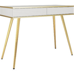 Κονσόλα Oro MDF λευκό με χρυσά πόδια 102x80x50cm