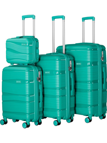 PROVITERA Σετ 4 Σκληρές Βαλίτσες από Πολυπροπυλένιο σε Πράσινο Χρώμα με Τηλεσκοπική Λαβή 02002152