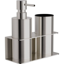 Επιτοίχια Dispenser & Ποτηροθήκη - Matt Inox, Pam & Co, W17 x D7 x H19 (cm) 80-011