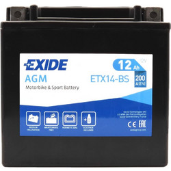 Exide Μπαταρία Μοτοσυκλέτας ETX14-BS 200A 12Ah
