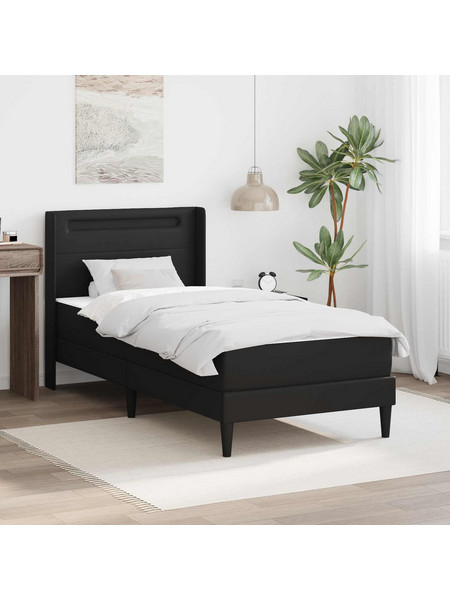 vidaXL Σκελετός κρεβατιού με στρώμα Μαύρο 100 x 200 cm Τεχνητό Δέρμα