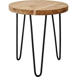 Side Table Από Κορμό Teak Δ30x45 εκ. Σιδερένια Πόδια Ζaros Ep525