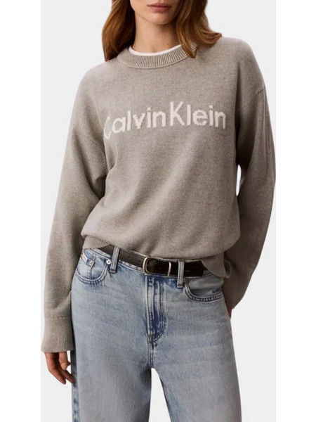 CALVIN KLEIN JEANS CONTRAST LOGO LS SWEATER LV044G313G-P7A Gray