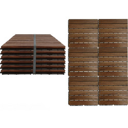 Σετ 6 Πλακίδια Καφέ Ακακία/Πλαστικό 30x30x1.9cm