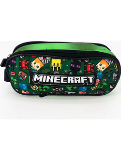 Κασετίνα Βαρελάκι με 2 Θήκες Minecraft Πράσινο Χρώμα