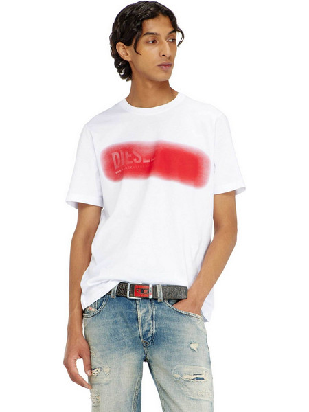 Diesel ανδρικό T-shirt με blurred graphic logo print Regular Fit - W26A251210QIAM Λευκό