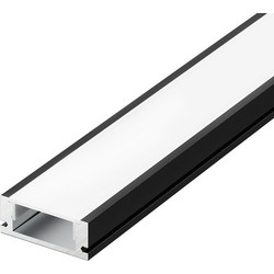 Aca MINI Προφίλ Αλουμινίου Μαύρο με Οπάλ Κάλυμμα (P109B) (τιμή μέτρου)