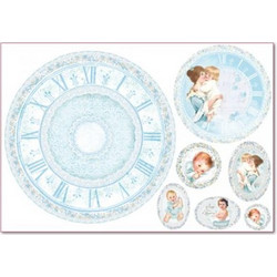Stamperia Ριζόχαρτο Decoupage 48x33cm Baby Light Blue With Clock