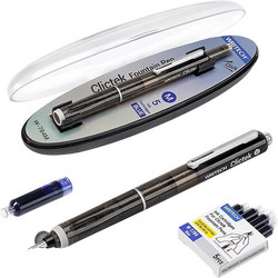 WRITECH ΠΕΝΑ ΚΟΥΜΠΙ ΜΕ ΑΜΠΟΥΛΑ ΜΠΛΕ ΜΕΛΑΝΙ BLISTER 2 ΤΕΜΑΧΙΑ MEDIUM CLICTEK ΜΑΥΡΗ
