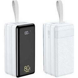 Remax RPP-291 Power Bank 80000mAh 22.5W με 2 Θύρες USB-A & Θύρα USB-C Power Delivery White