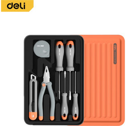 DELI 34 PCS STACKABLE HOUSEHOLD TOOL SET 305x205x6MM GREY/ORANGE