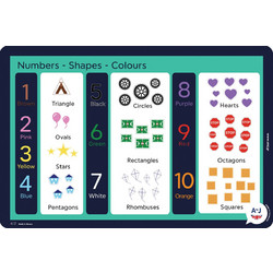 Εκπαιδευτικό Σουπλά | English Numbers - Shapes - Colours 30x45εκ | SPP-ENGNSC-S26