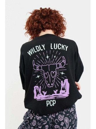 PCP Woman Short Sleeve T-Shirt With Embroider Wildy Lucky In Black - Γυναικεία Μαύρη Μπλούζα