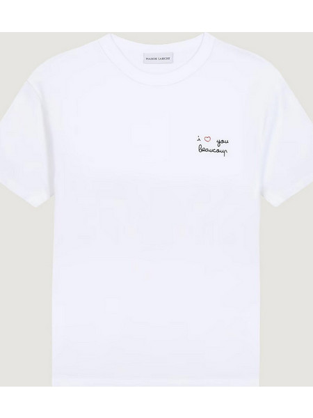 Maison Labiche γυναικείο T-shirt μονόχρωμο με κεντημένο lettering I Love You Beaucoup - AAWPERSLOVEUBCP Λευκό