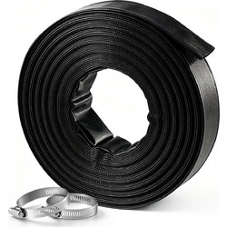 VEVOR Επίπεδο λάστιχο εκκένωσης PVC 1 x 30,48 m, μαύρο, με σφιγκτήρες PSRG15INCH10J58YP001V0
