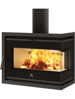 Edilkamin Firebox 60 Evo2 L/R White Ecokeram Ενεργειακό Τζάκι Κασέτα Αερόθερμο Ξύλου Δεξιά Γωνία 12kW Με Βεντιλατέρ