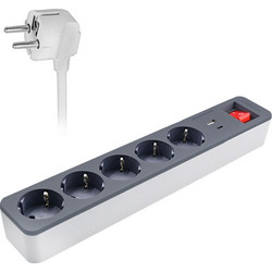 Πολύπριζο Sonora 5 θέσεων με διακόπτη ON/OFF και 2 θύρες USB (USB-C & USB-Α)