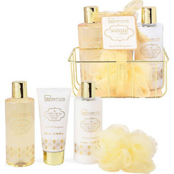 IDC Scented Bath Gold Metallic Set Vanilla & Bergamot Σετ Μπάνιου 16 x 15,5 x 10,5cm 5pcs
