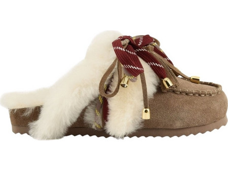COLORS OF CALIFORNIA Furry sabot real sheepskin Σαμπό με Φυσική Γούνα - Καφέ