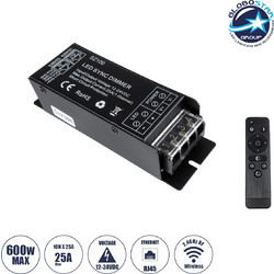 73311 Core Dimmer 1CH Dc 12-24V 25A 600W Max IP20 - Rf 2.4GHz Ασύρματο Χειριστήριο & RJ45 Wired Sync (Master/Slave) - M12.7xΠ4.1xY3.2cm