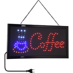 GloboStar(R) 75686 Φωτιστικό Ταμπέλα LED Σήμανσης COFFEE με Πρίζα AC 230V Μ48xΠ25xΥ2cm