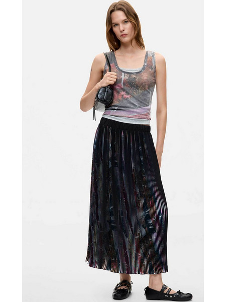 Desigual Μακριά Φούστα Μαύρη 26WWFW05-2000