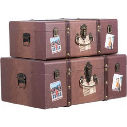 S/2 ΜΠΑΟΥΛΑ ΞΥΛΙΝΑ - PU ITALY ΚΑΦΕ 48x33x20cm / 42x27x16cm Eurolamp 810-00264