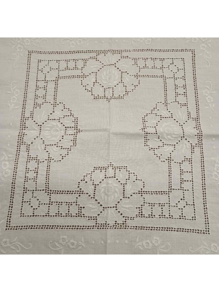 Καρέ Λινό με αζούρ 85x85 - DressingHome - Pan - 8138 - Λευκό