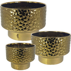 MarHome Σετ 3 Κασπώ Κυλινδρικό με Βάση Χρυσό L: Φ34x24cm / M: Φ29x20.5cm / S: Φ24x18.5cm 06-26666
