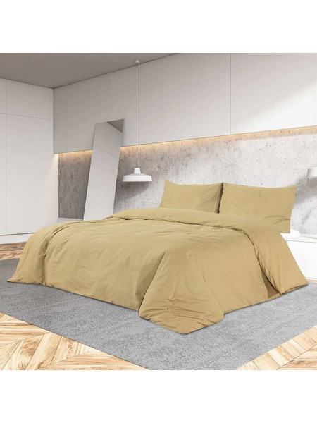 vidaXL Σετ Παπλωματοθήκης Taupe 140x200 εκ. Ελαφρύ Ύφασμα Μικροϊνών