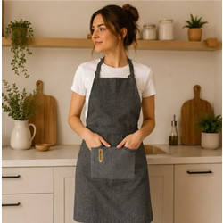 Ποδιά 65x73cm Σχ. Maison 90% pol. - 10% cotton Dark Grey