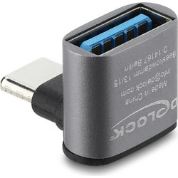 DELOCK αντάπτορας USB-C σε USB 67425, γωνιακός, 10Gbps, 60W, γκρι