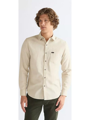 Wrangler Regular One Pocket Shirt Ανδρικό Πουκάμισο Κανονική Γραμμή Μπεζ 112386953