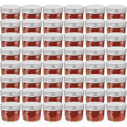 vidaXL Βάζα Μαρμελάδας 48 τεμ. 110 ml Γυάλινα με Ασημένια Καπάκια