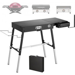 Πτυσσόμενο Τραπέζι Ψησταριάς VEVOR 87x45 cm Βάση για Σχάρα Κατασκήνωσης Κατάλληλο για 43 & 56 cm, για Πικνίκ BBQ Tailgating, Ανθρακούχο Ατσάλι, Ρυθμιζόμενο Ύψος, 158 kg, Εξωτερικό Καρότσι με Μαγνητική