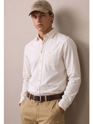 Fynch Hatton Ανδρικό Πουκάμισο Κοτλέ Μακρυμάνικο Κανονική Γραμμή 16099113-829