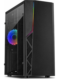 Inter-Tech B-02 RGB Black Gaming Midi Tower Κουτί Υπολογιστή RGB με Πλαϊνό Παράθυρο