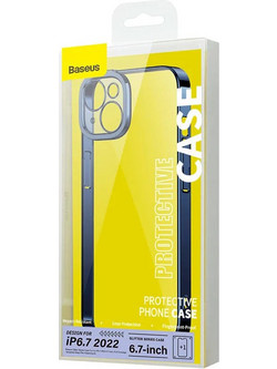 Baseus Glitter Back Cover Transparent / Blue (iPhone 14 Plus)