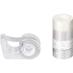 Χάρτινη Ταινία Masking Tape 5 Τεμάχια & Βάση Silver