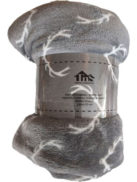 Ριχτάρι Flannel Super Soft 130x170cm Reindeer Grey