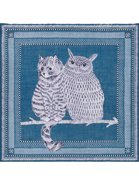 INOUI U SQOURE CARRE 70 CHOUETTE SCARF - CA24CHO04-BLUE